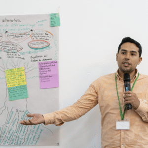 Workshop participant presenting a flipchart he prepared