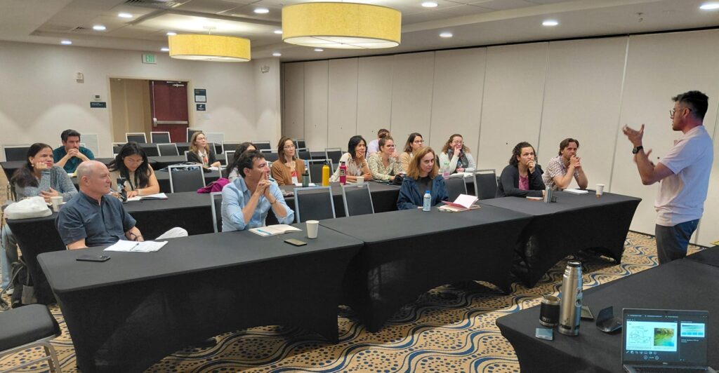 One of the training clinics where teacher presents to a group of ~20 students